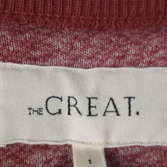 THE GREAT. Heathered Red Teammate Contrast Edging Sweatshirt Small - Picture 7 of 17